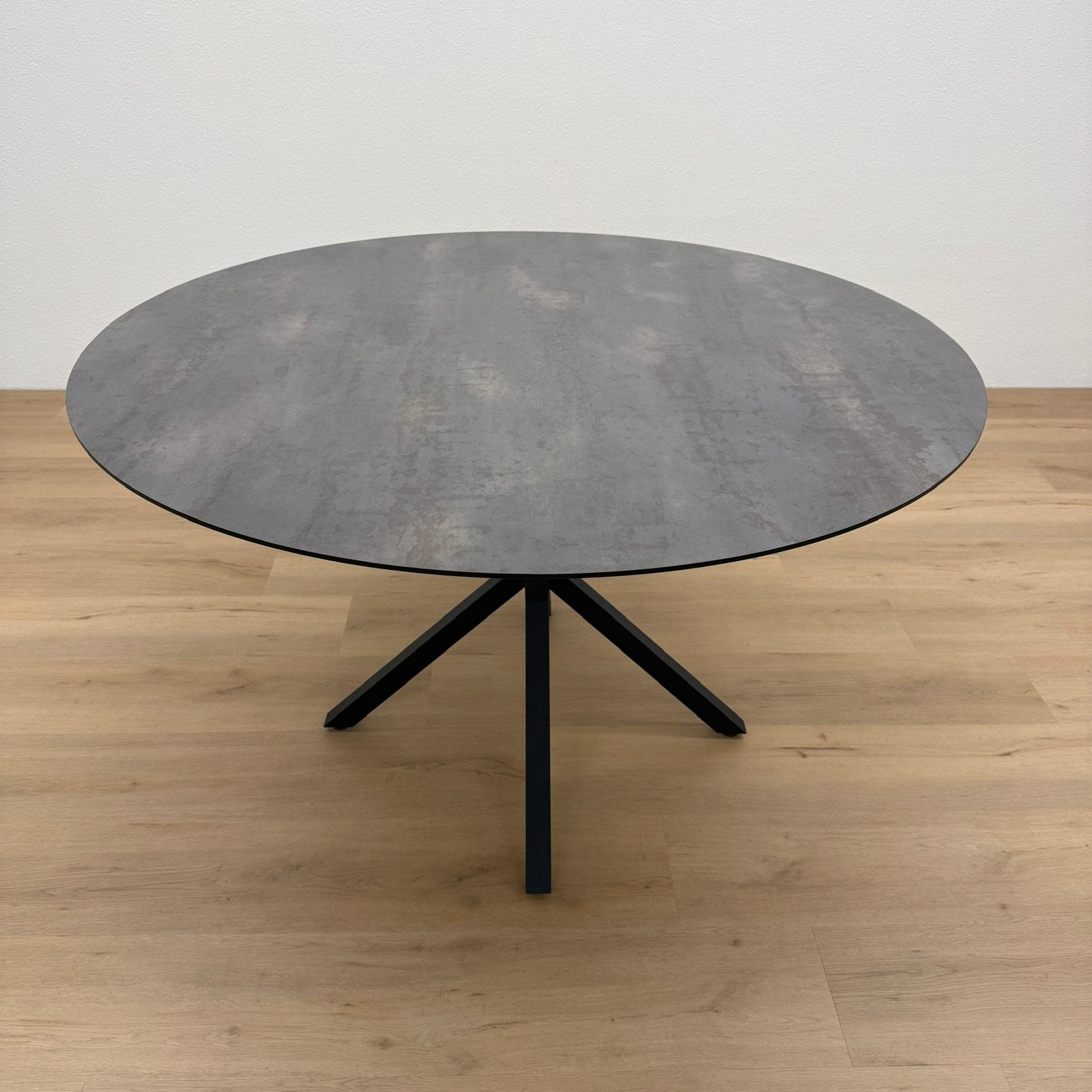 Ronde eettafel 130cm - Donker staal HPL - Direct Leverbaar, Rond, Ophalen of Verzenden, Zo goed als nieuw, Vijf personen of meer