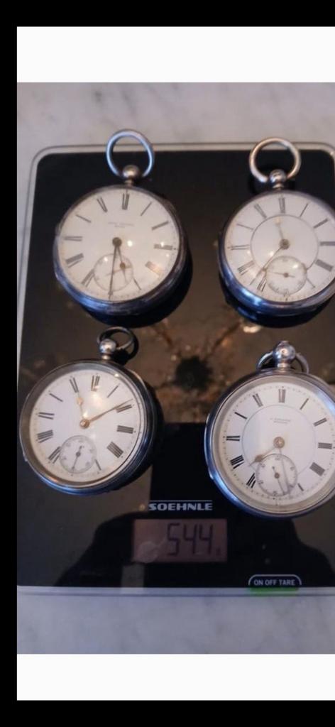4 zilver zakhorloge met seconde wijzer, Sieraden, Tassen en Uiterlijk, Horloges | Antiek, Ophalen of Verzenden, Zilver, Overige merken