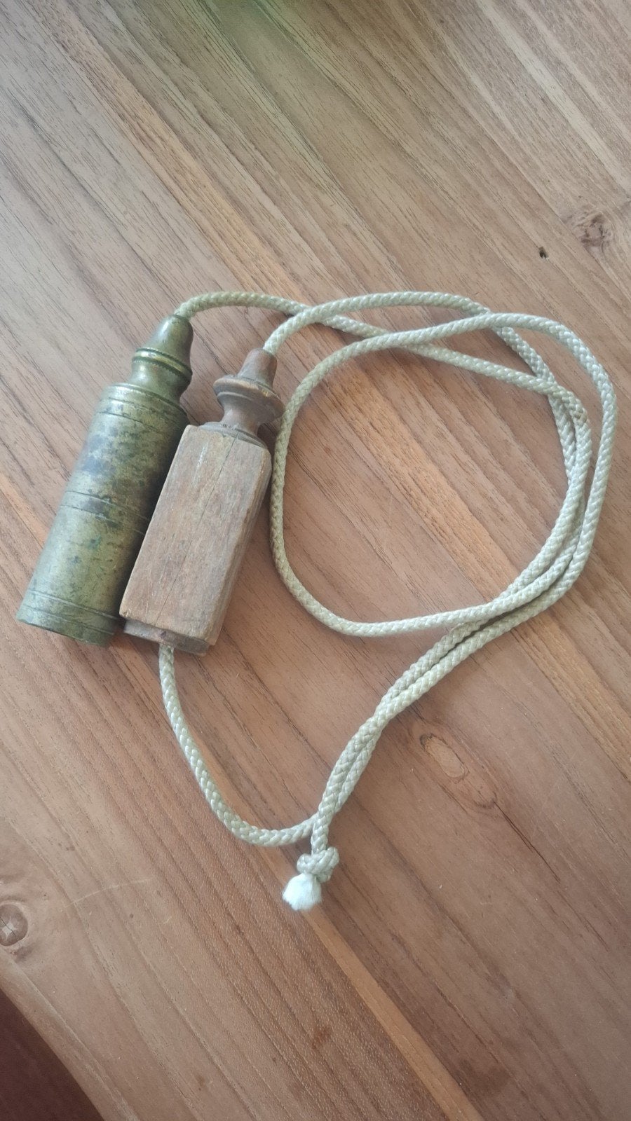 Vintage Schietlood - Messing en Hout, Ophalen of Verzenden