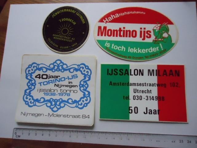 sticker oud IJS WINKEL Torino Nijmegen italie milaan utrecht, Verzamelen, Stickers, Verzenden, Zo goed als nieuw, Bedrijf of Vereniging