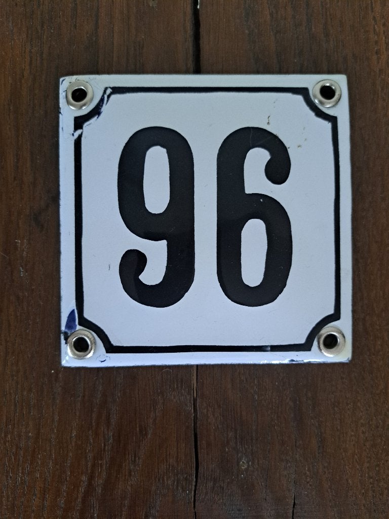 Klassiek Emaille Huisnummer 96, Ophalen of Verzenden