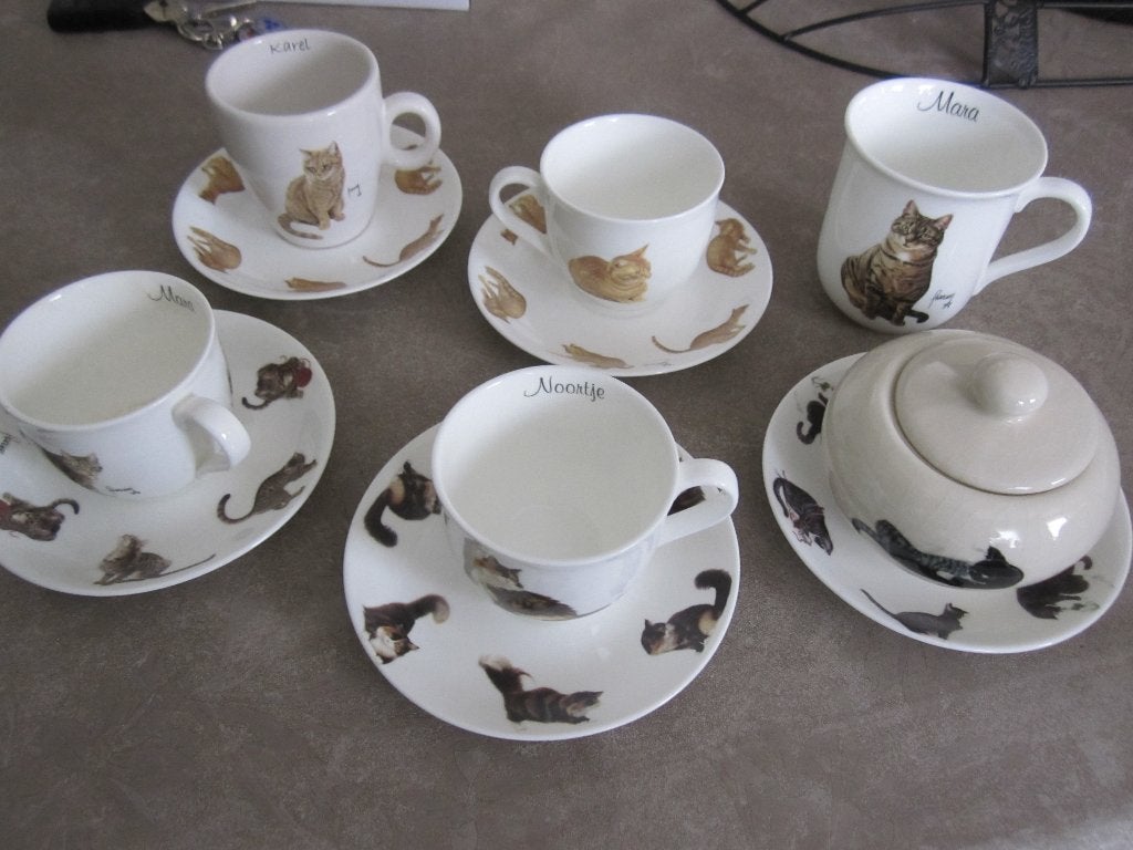 Francien katten servies delen NIEUW en z.g.a.n, Overige merken, Ophalen of Verzenden, Zo goed als nieuw, Overige stijlen