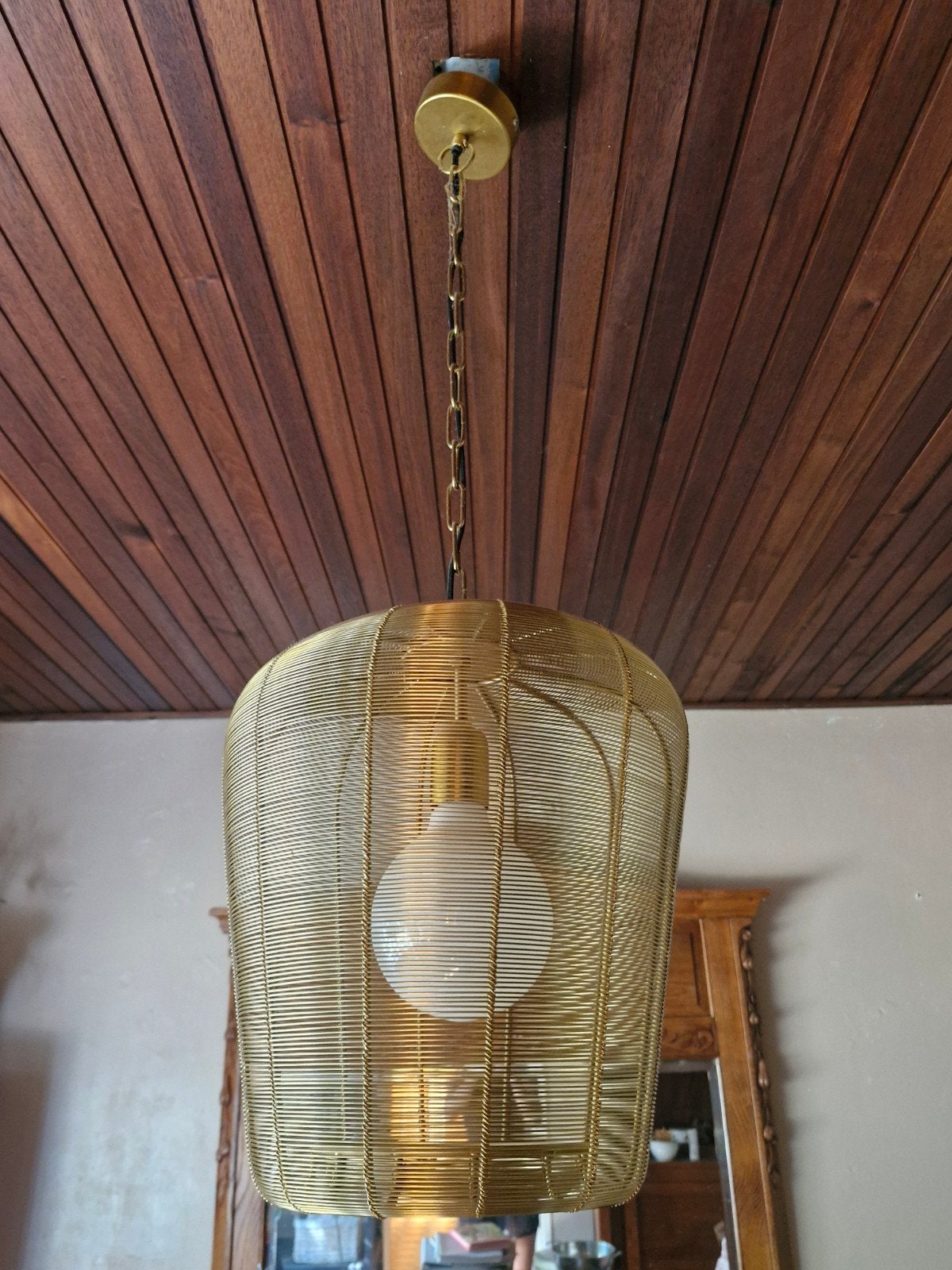 light en living hanglamp, Huis en Inrichting, Lampen | Lampenkappen, Rond, Zo goed als nieuw, Goud, Ophalen