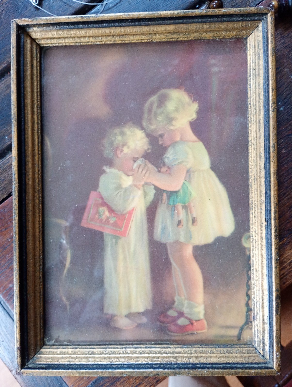 vintage nostalgische ingelijste prent, Ophalen, Portret of Personen, Achter glas, Print