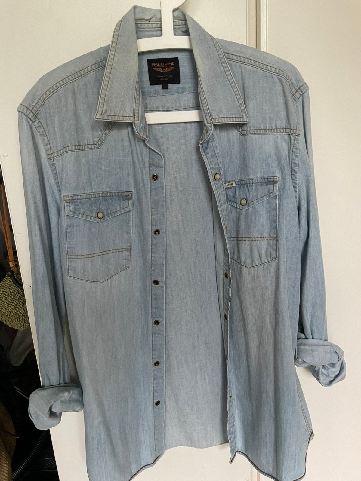 PME Legend, spijker overhemd/overshirt. Maat L, lichtblauw, Kleding | Heren, Overhemden, Ophalen of Verzenden, Zo goed als nieuw