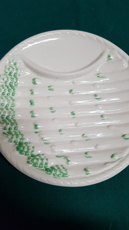 Asperge bord cremekleurig met groen, Ophalen of Verzenden, 'T Olde Gre-j, Info@toldegrej.nl, Endepoelstraat 20f Didam