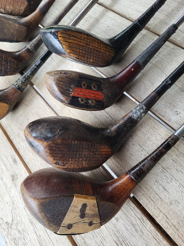 Vintage houten golfclubs / decoratie / verzameling, Antiek en Kunst, Ophalen