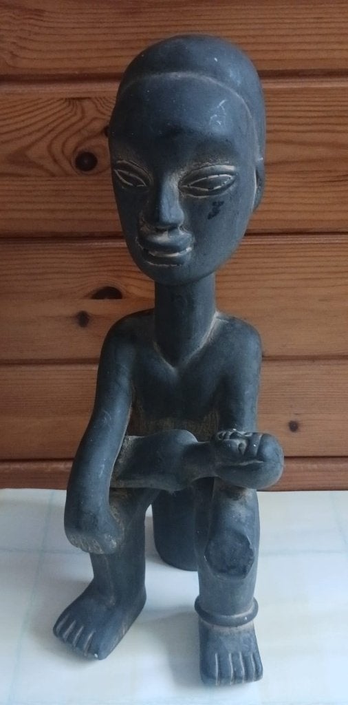 West-Afrikaanse zittende figuur met kind, Ophalen of Verzenden, Gebruikt, Mens