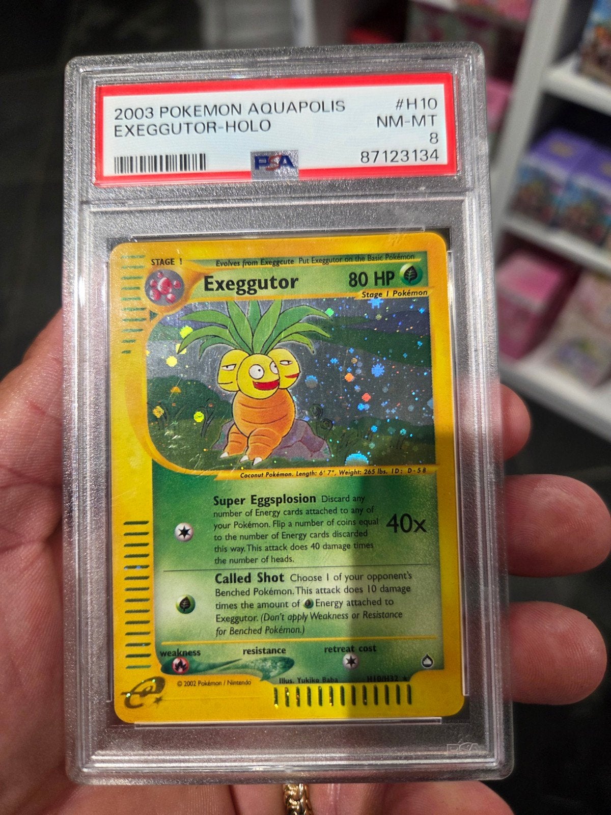 exeggutor h10 psa 8, Ophalen of Verzenden, Zo goed als nieuw, Losse kaart, Foil