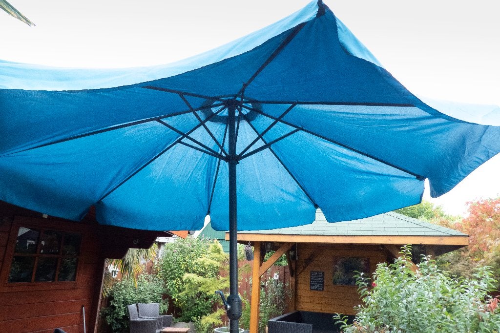 Parasol met voet, Tuin en Terras, Ophalen, Zo goed als nieuw, 3 tot 4 meter, Stokparasol