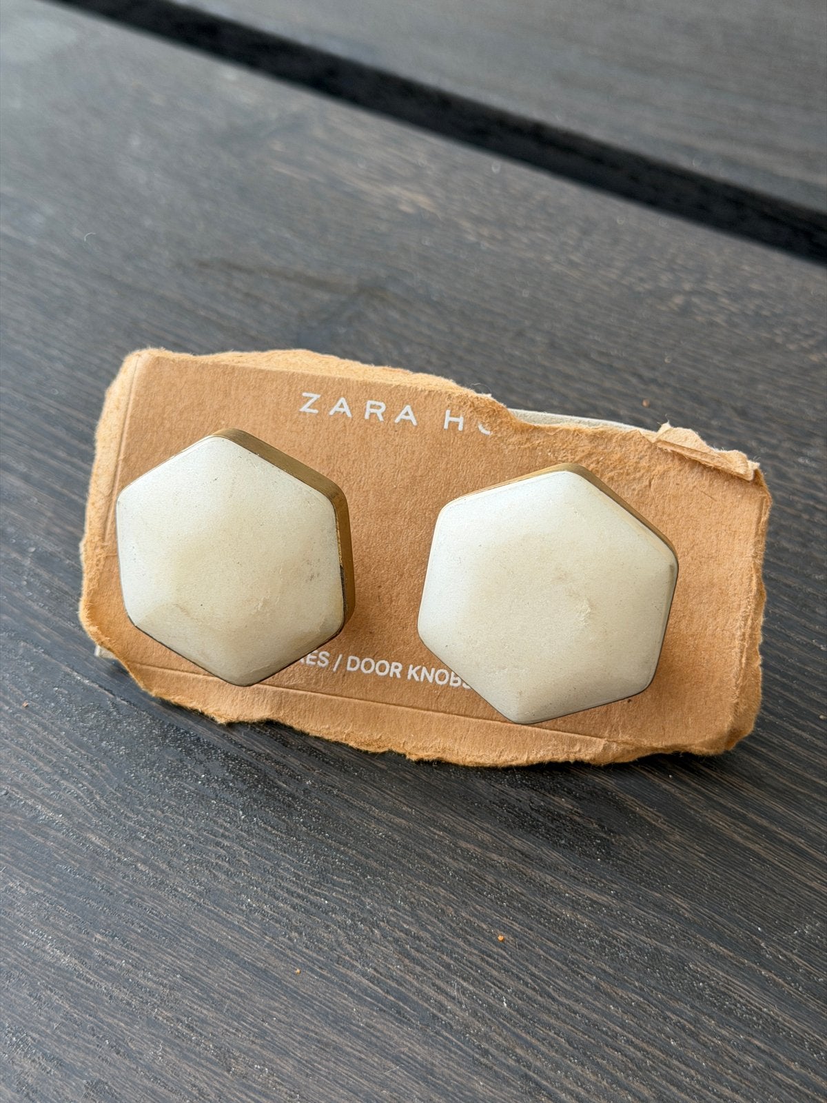 Luxe Zara Home meubelknoppen wit marmer messing (set van 2), Nieuw, Ophalen of Verzenden, Modern, Wit