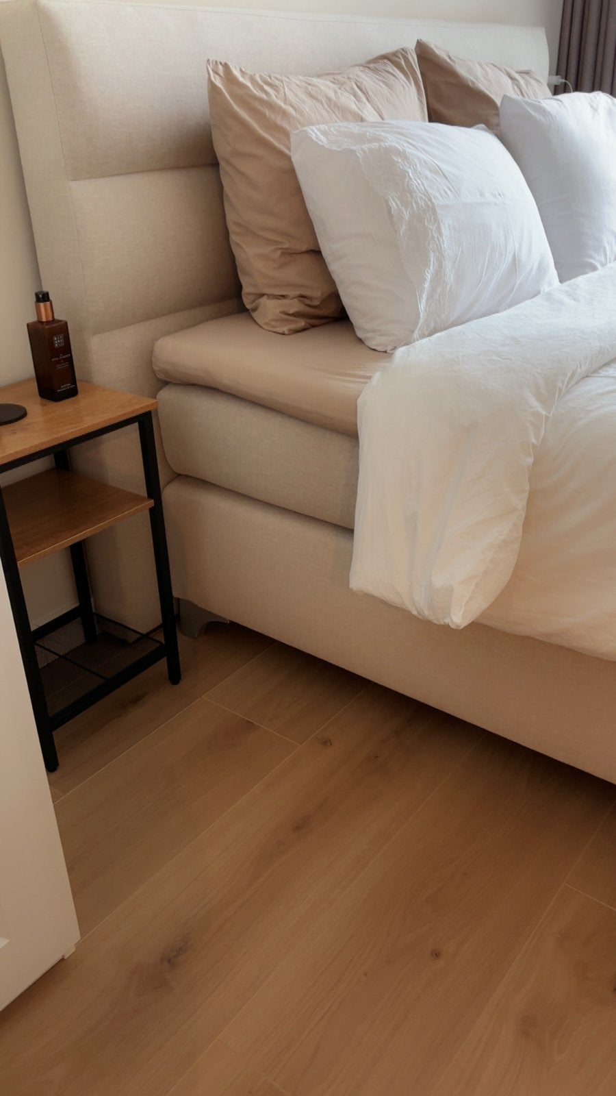 Beige boxspring 160 cm breed, Huis en Inrichting, Gebruikt, Beige, Tweepersoons, Ophalen of Verzenden
