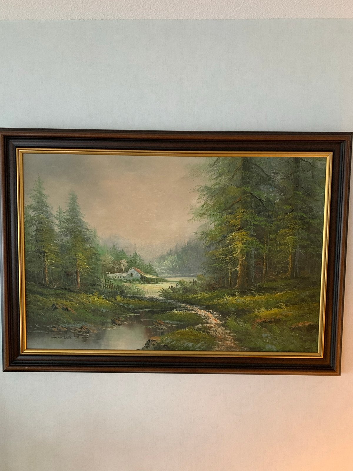 Schilderij 'Boslandschap met beek' door Van den Burg, Antiek en Kunst, Kunst | Schilderijen | Klassiek, Ophalen of Verzenden