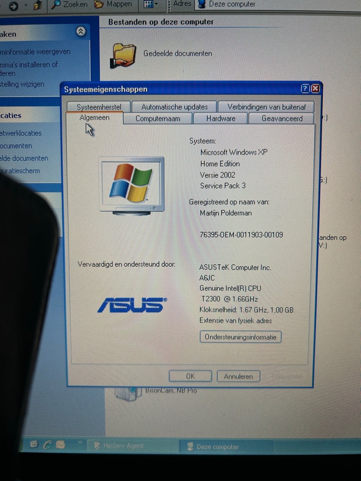 ASUS A6J Laptop - Windows XP, Intel T2300, 1GB RAM, Gebruikt, Minder dan 4 GB, Minder dan 2 Ghz, Ophalen of Verzenden