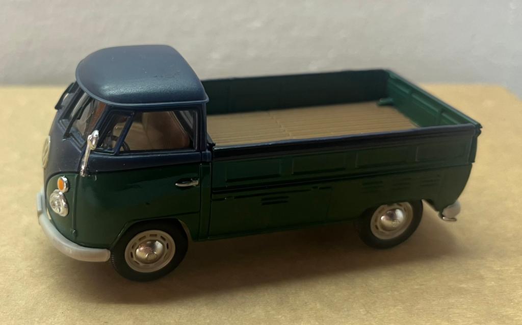 1:43 Hongwell, Volkswagen T1 Pick-up Blauw/Groen 1960, Ophalen of Verzenden, Zo goed als nieuw, Auto, Overige merken