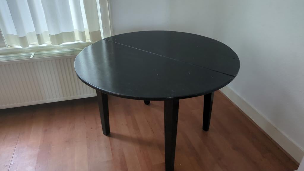 Gratis ronde keukentafel - Zwart, inklapbaar, Huis en Inrichting, Tafels | Eettafels, Ophalen, Gebruikt, 50 tot 100 cm, Eenvoudig, functioneel