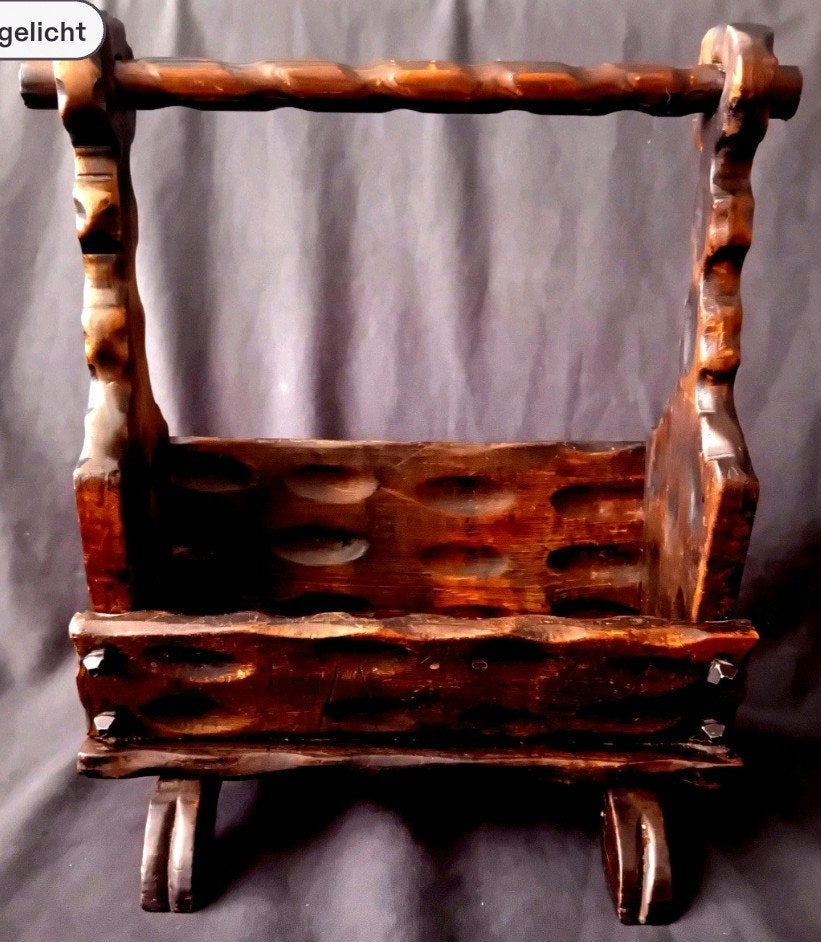 Vintage houten,hand gesneden brievenhouder, Antiek en Kunst, Ophalen of Verzenden