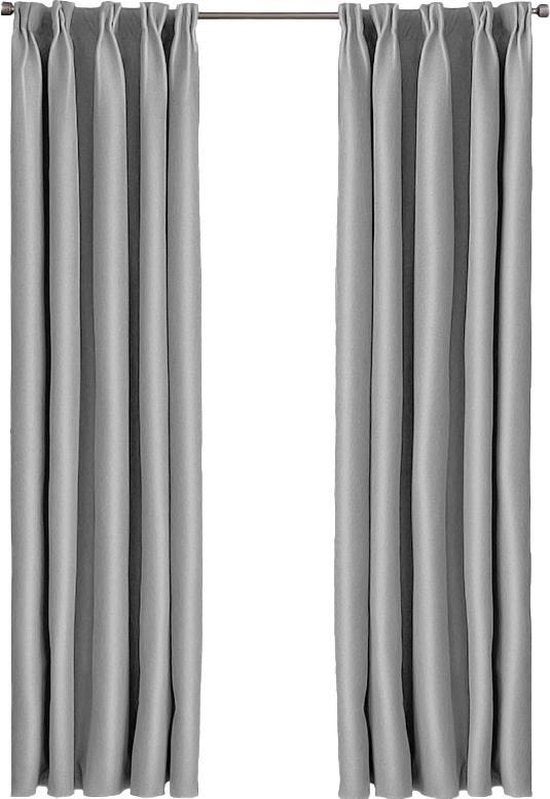 Larson effen blackout gordijn-met haken- 1.5m x 2.7m 2 stuks, Ophalen, Nieuw, Grijs, Gordijn