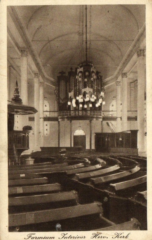 Farmsum, Interieur Herv. Kerk - ongelopen, Ophalen of Verzenden, 1920 tot 1940, Ongelopen, Groningen