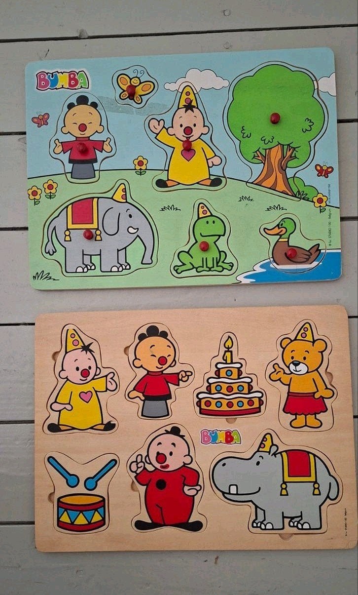 Bumba houten puzzels - 2 stuks, Kinderen en Baby's, Speelgoed | Babyspeelgoed, Ophalen of Verzenden, Gebruikt, Overige typen