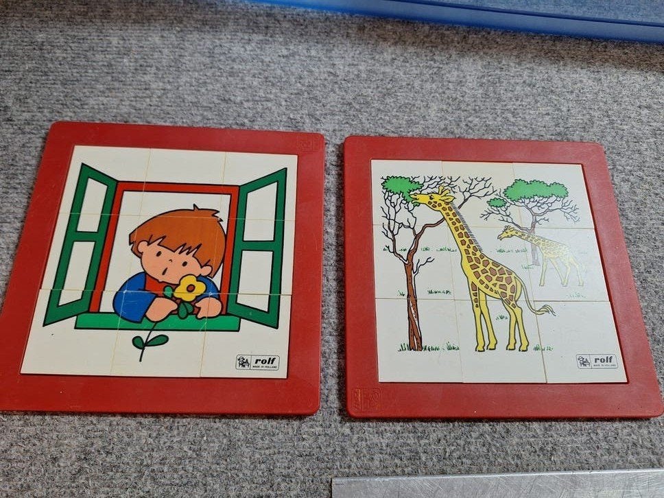 Rolf Puzzels: Jongen met bloem & Giraffen (2 stuks), Ophalen of Verzenden