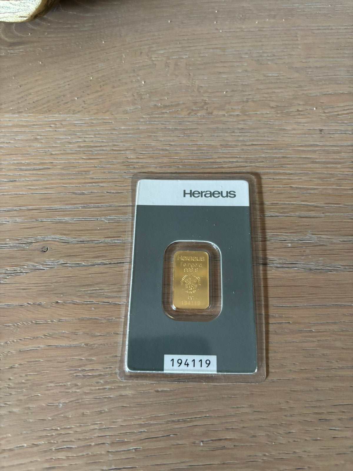 Heraeus 5 gram goudbaar 999.9, Ophalen, Goud