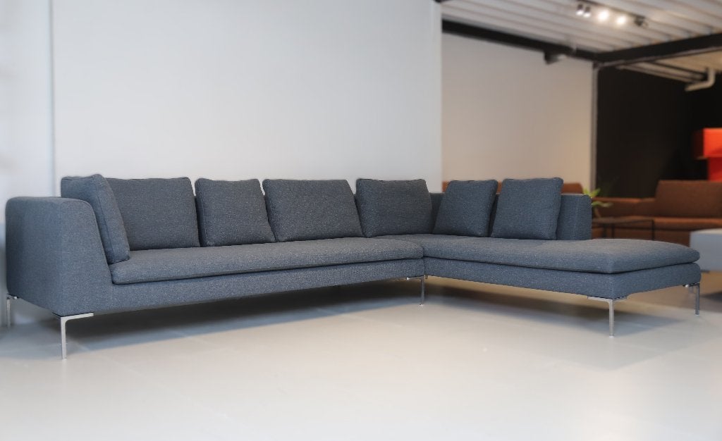 B&B Italia Charles Hoekbank, Design Bank, Minotti ,Vitra, Design On Stock, B&B Italia, Leolux, Hoekbank, 75 tot 100 cm, Ophalen of Verzenden