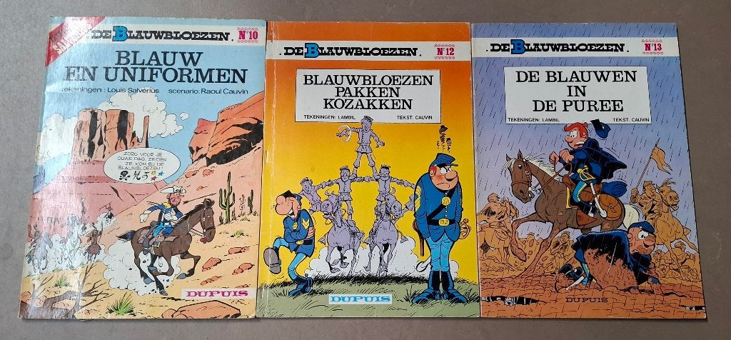 3x stripboeken De Blauwbloezen, nummers 10, 12 en 13, Boeken, Meerdere stripboeken, Ophalen of Verzenden, Gelezen