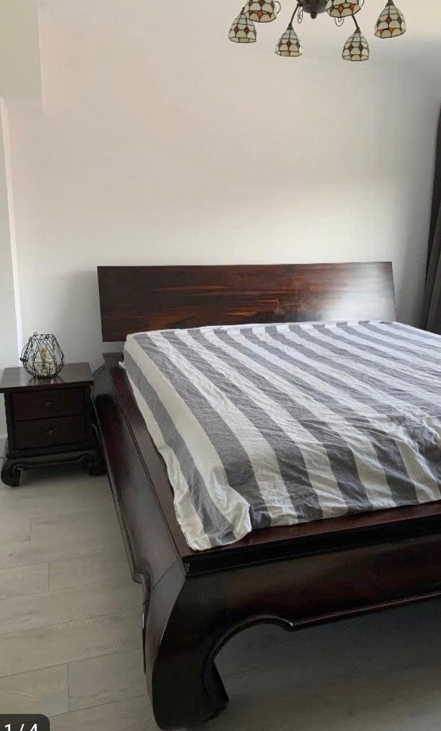GELIJK OPHALEN! OPIUM Bed, lattenbodem & 2 nachtkastjes!, Ophalen, Bruin, Tweepersoons, 180 cm