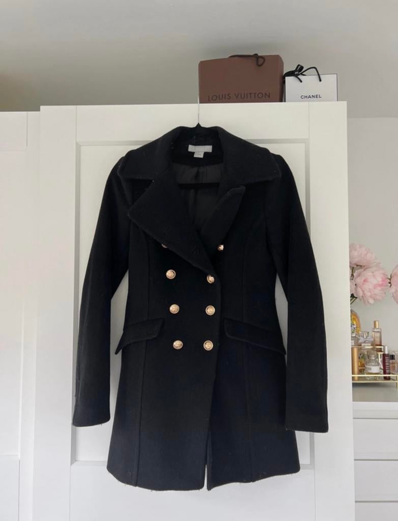 H&M premium wollen jas, Verzenden, Zo goed als nieuw, Maat 34 (XS) of kleiner, Zwart