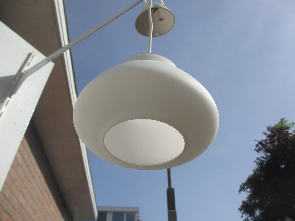 Louis Kalff Philips jaren 50 hanglamp, Ophalen of Verzenden, Gebruikt, Glas, Minder dan 50 cm