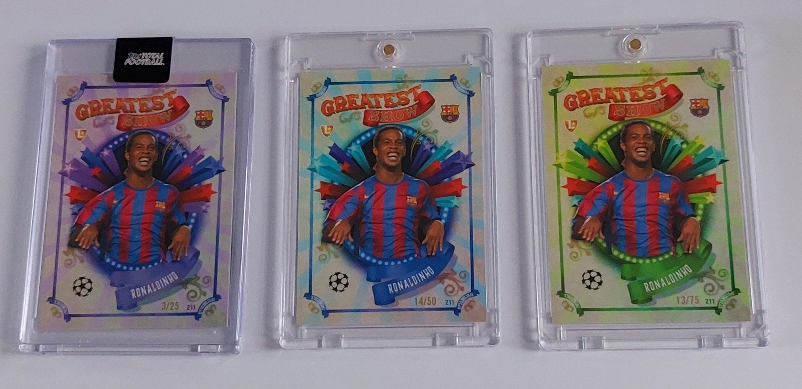 Ronaldinho Greatest of All Time 3 x Voetbalkaarten Sealed, Ophalen of Verzenden, Zo goed als nieuw, Buitenlandse clubs, Spelerskaart