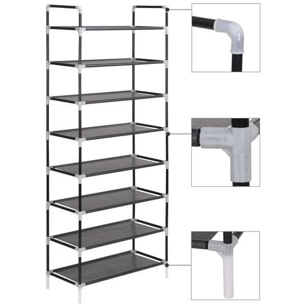 NIEUW Schoenenrek met 8 schappen metaal en ongeweven stof zw, Venlo, Nieuw, Ophalen of Verzenden, Info@habatrading.com