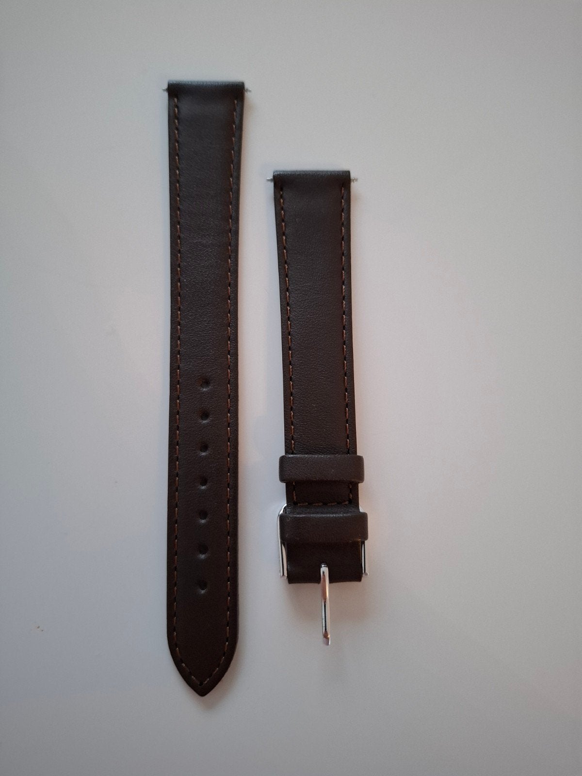 Donker bruine horlogeband maat 16mm, Verzenden, Zwart, Android