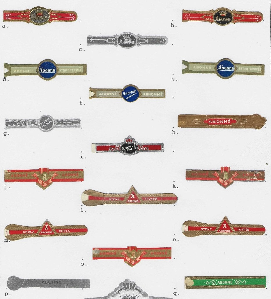 klassiek blad 408  ABONNE sigarenbanden, Ophalen of Verzenden, Zo goed als nieuw, Sigarenbandjes