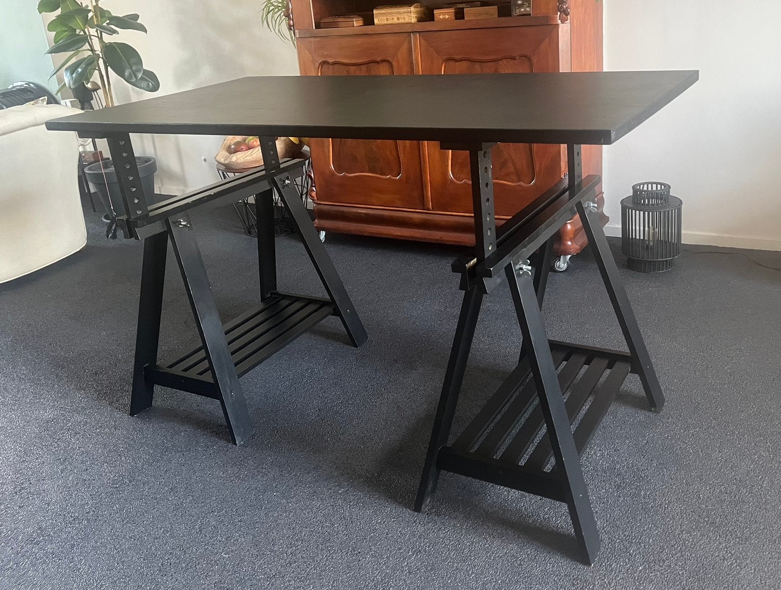 Tafel, hout, verstelbaar, zwart, Huis en Inrichting, Barren, Ophalen, Gebruikt