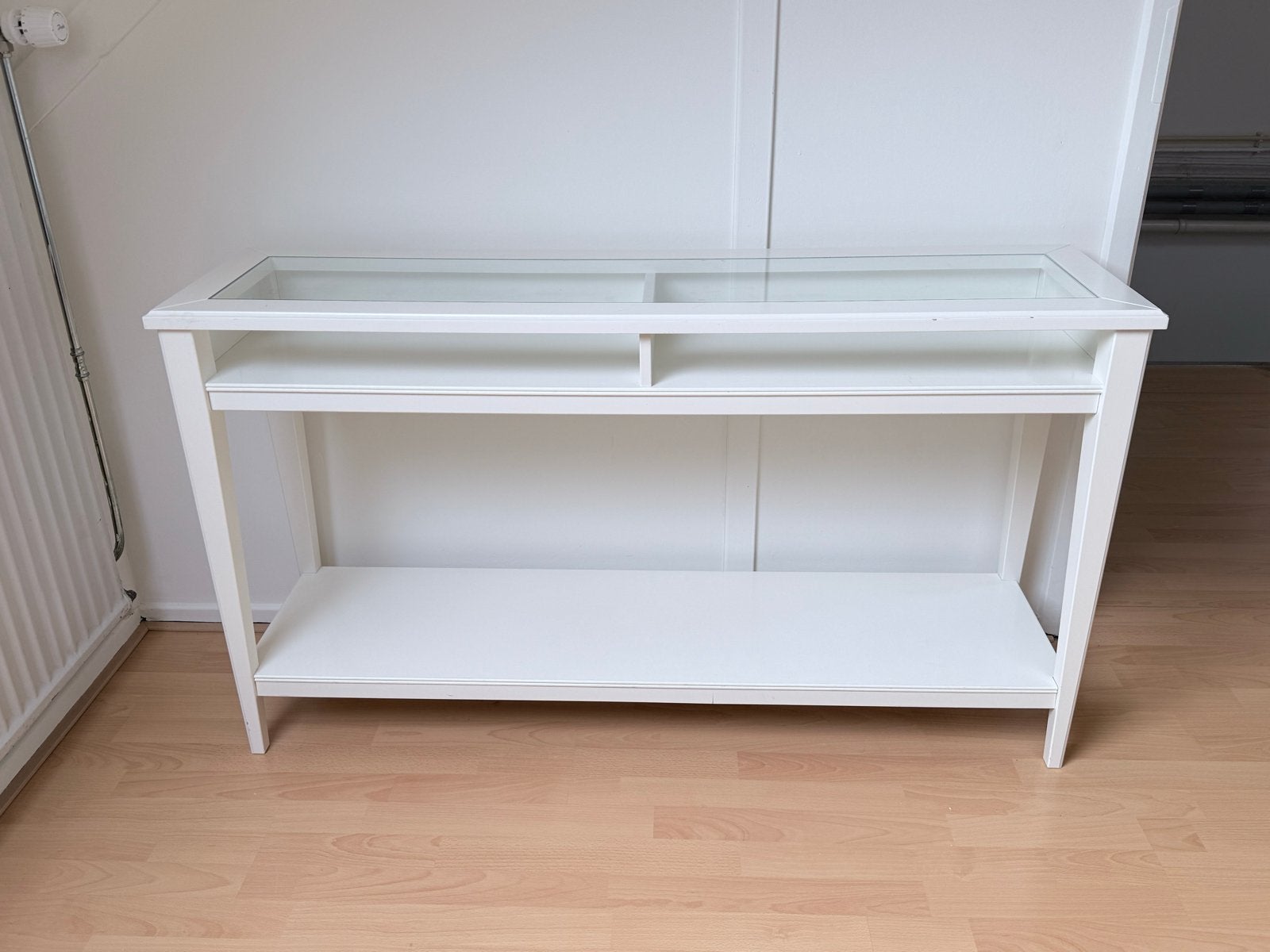 Witte wandtafel met glazen plaat, Ophalen, Gebruikt, 100 tot 150 cm, Glas