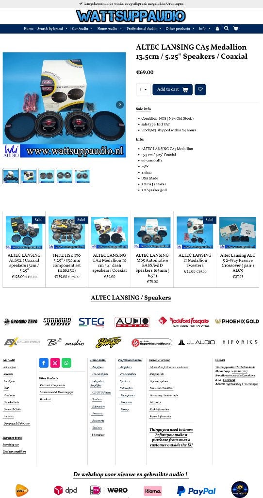 ALTEC LANSING CA5 Medallion 13cm/5.25'' Speakers/Coaxial, Nieuw, Ophalen of Verzenden, ., Support@alteclansing.com