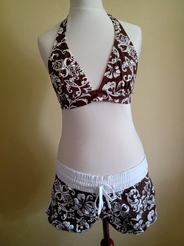 Dames Bikini en Board Shorts Set Zwembroek Vrouw Maat 36 S, Ophalen of Verzenden, Zo goed als nieuw, Bruin, Zwembroek of Short