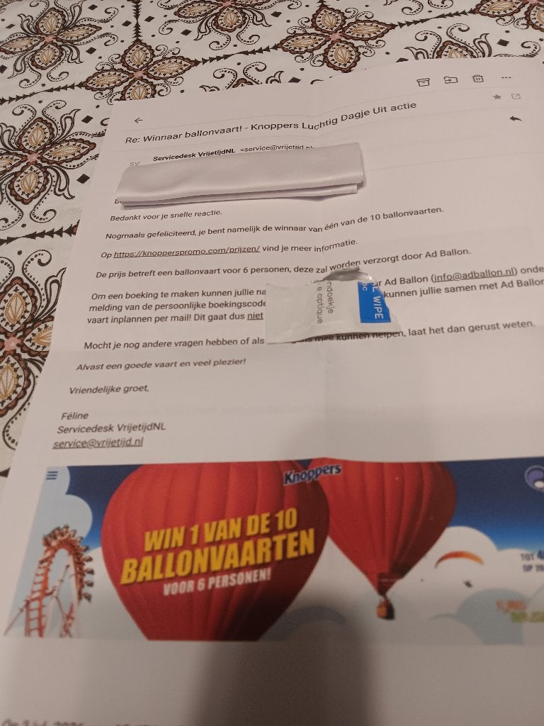 Cadeaubon voor een ballonvaart met 6 personen, Ophalen, Nieuw