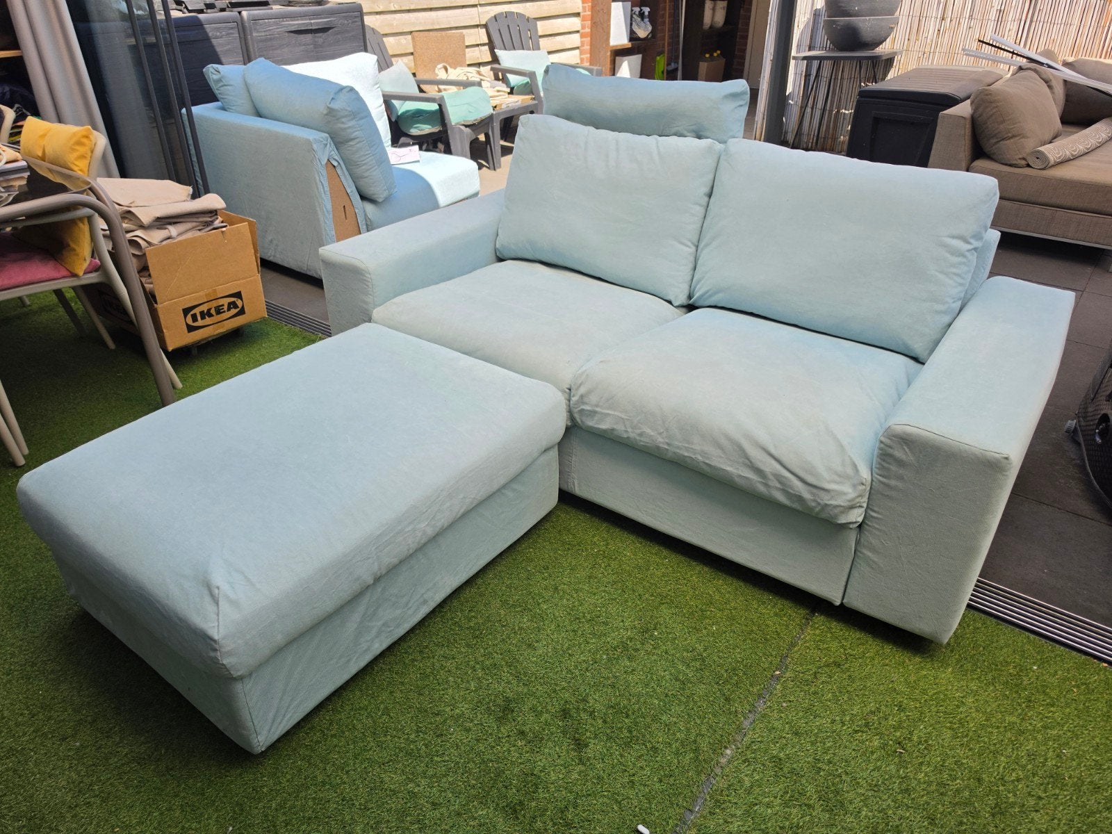 Ikea Vimle bank met extra hoezen en poef, Ophalen, 75 tot 100 cm, Stof, 200 tot 250 cm