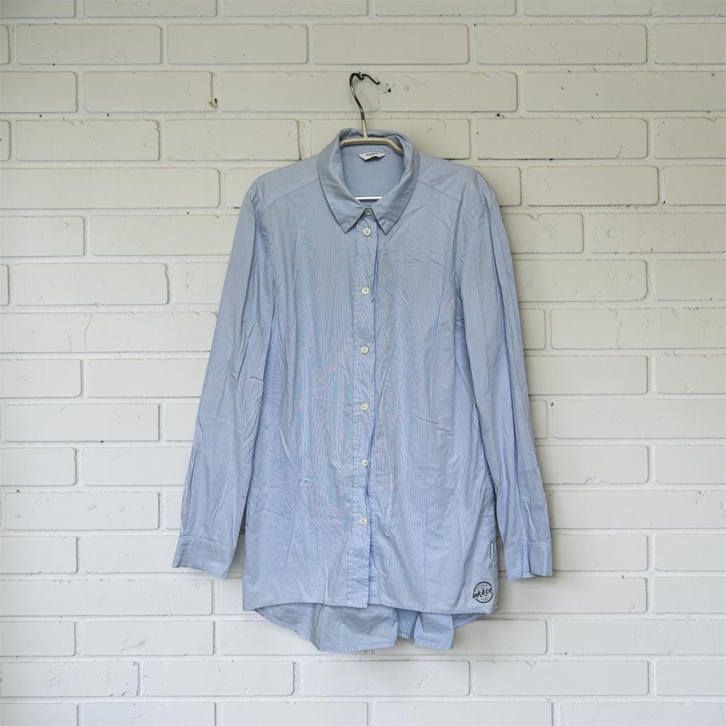 Penn & Ink Blouse Mt 34 Licht Blauw Wit Streep Lang Overhemd, Kleding | Dames, Blouses en Tunieken, Blauw, Pi, Ophalen of Verzenden