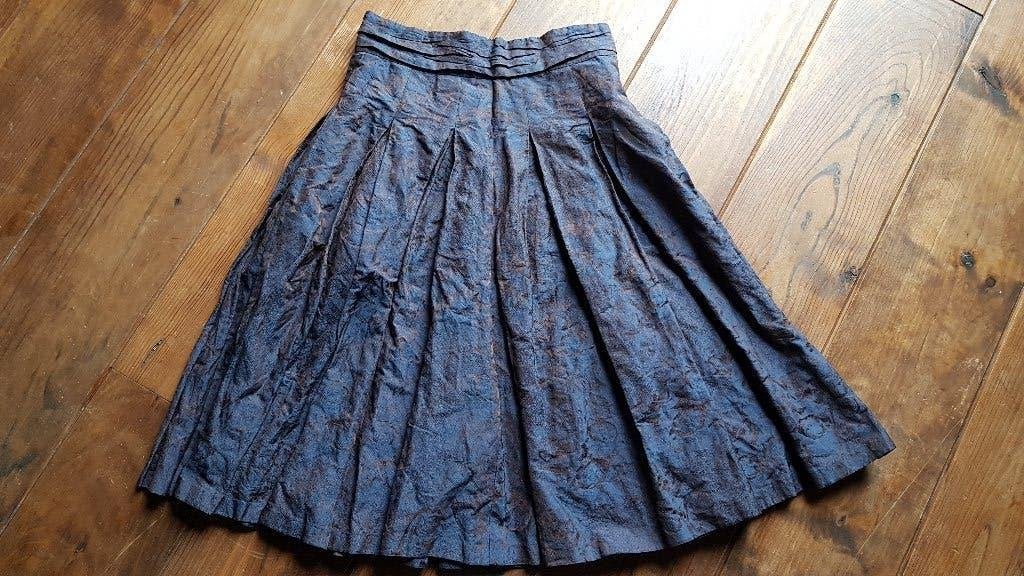 Blauw bruine gebloemde rok, maat S, Blauw, Ophalen of Verzenden, Maat 36 (S), Gedragen