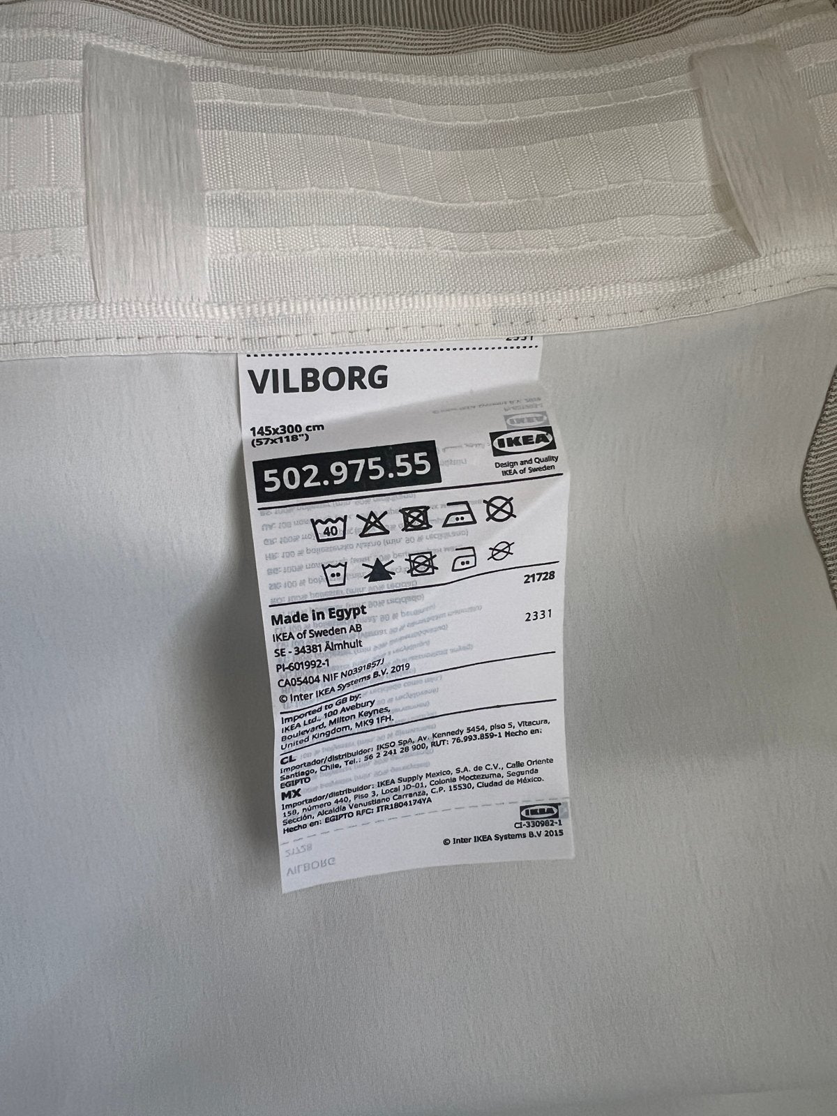 IKEA VILBORG gordijn (1 stuk) 145x260 cm - nieuw, Ophalen, Vitrage, Nieuw, Crème