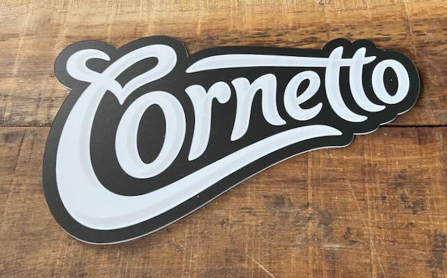 CORNETTO  ijs bordje retro 34x20 kunststof, Ophalen of Verzenden, Reclamebord