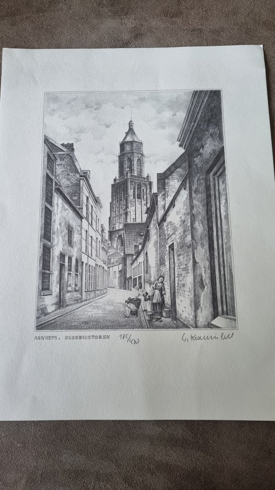 Set van 6 etsen van Arnhem, gesigneerd en genummerd, Antiek en Kunst, Kunst | Etsen en Gravures, Ophalen of Verzenden