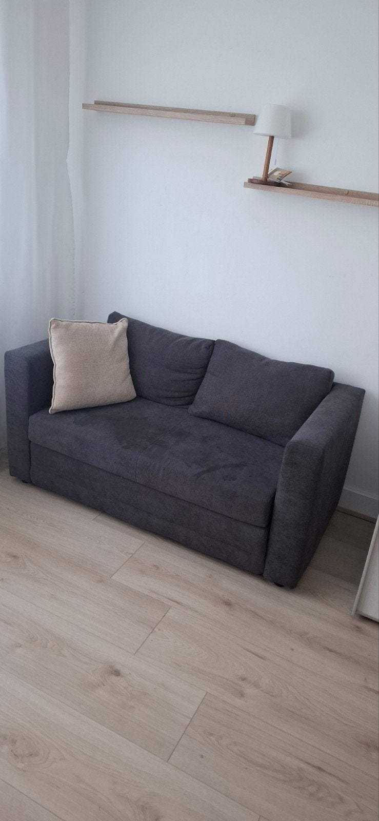 Slaapbank Grijs Jysk, Huis en Inrichting, Ophalen, Gebruikt, Tweepersoons, 140 cm