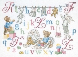 Borduurpakket ABC Teddy and rabbits BK1070, Geen, Geen, Nieuw, Ophalen of Verzenden
