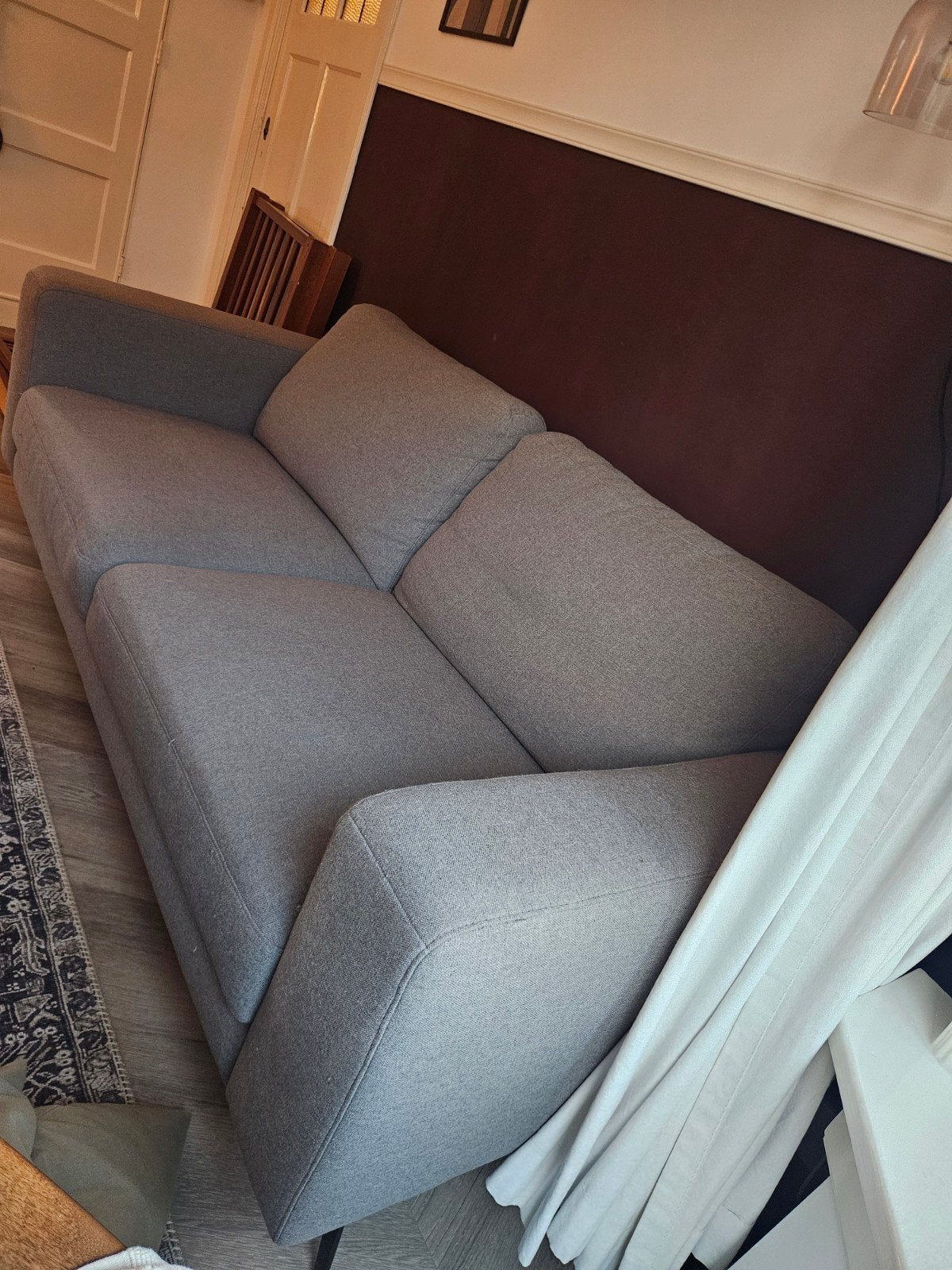 Leen Bakker bank - Grijsgroen - Zeer goede staat, Ophalen, 150 tot 200 cm, 75 tot 100 cm, Zo goed als nieuw