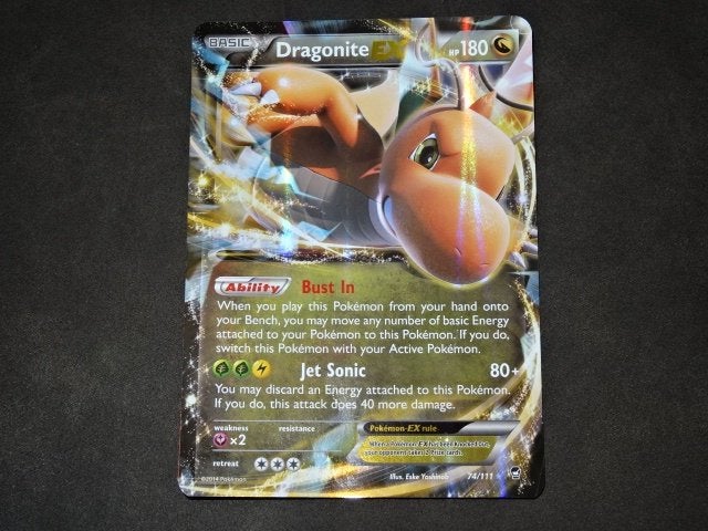Dragonite EX 74/111 jumbo kaart zgan, Hobby en Vrije tijd, Verzamelkaartspellen | Pokémon, Ophalen of Verzenden, Zo goed als nieuw